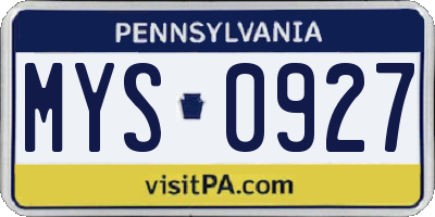 PA license plate MYS0927