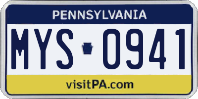 PA license plate MYS0941