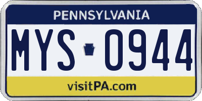 PA license plate MYS0944