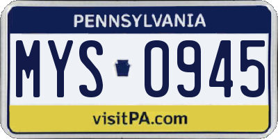 PA license plate MYS0945