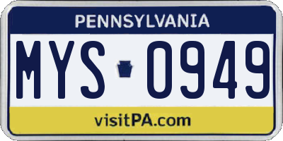 PA license plate MYS0949