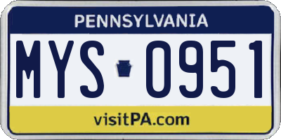 PA license plate MYS0951