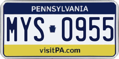 PA license plate MYS0955