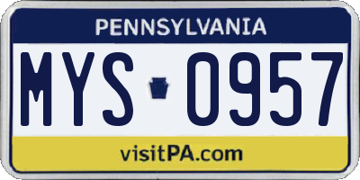 PA license plate MYS0957