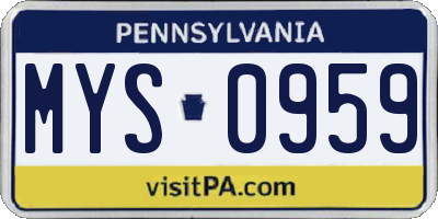 PA license plate MYS0959