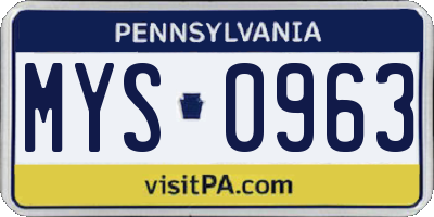 PA license plate MYS0963