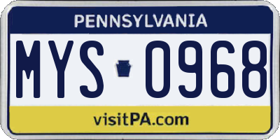 PA license plate MYS0968