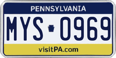 PA license plate MYS0969