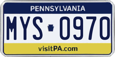 PA license plate MYS0970