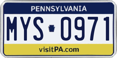 PA license plate MYS0971