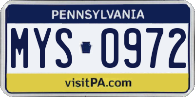 PA license plate MYS0972