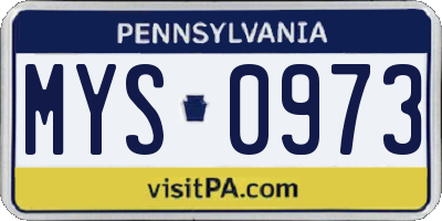 PA license plate MYS0973