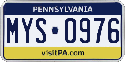 PA license plate MYS0976