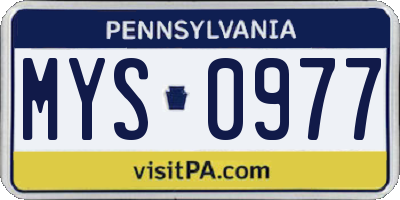 PA license plate MYS0977