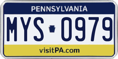 PA license plate MYS0979