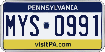 PA license plate MYS0991
