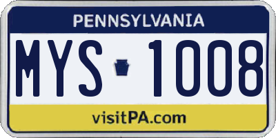 PA license plate MYS1008