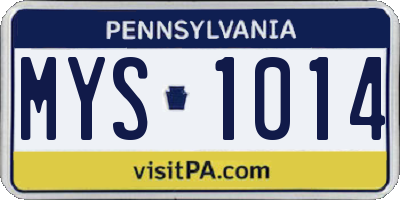 PA license plate MYS1014