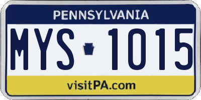 PA license plate MYS1015
