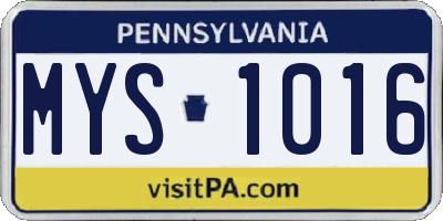 PA license plate MYS1016