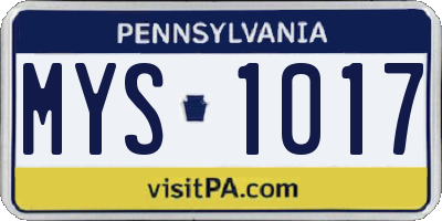 PA license plate MYS1017