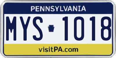 PA license plate MYS1018