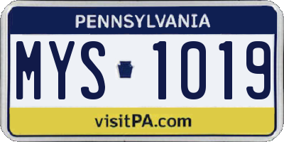 PA license plate MYS1019