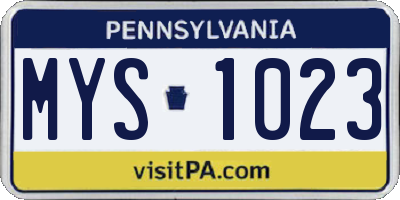 PA license plate MYS1023