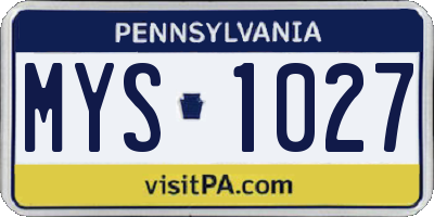 PA license plate MYS1027