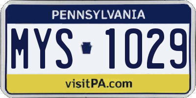 PA license plate MYS1029