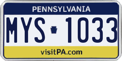 PA license plate MYS1033