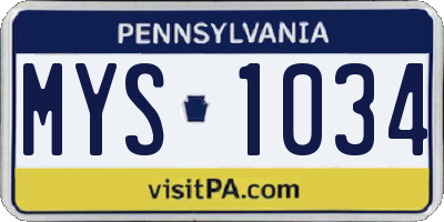 PA license plate MYS1034