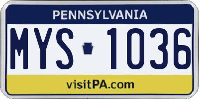 PA license plate MYS1036