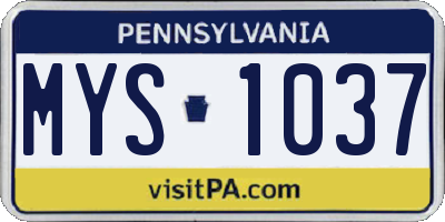 PA license plate MYS1037