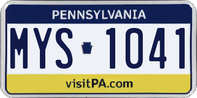 PA license plate MYS1041