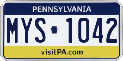PA license plate MYS1042