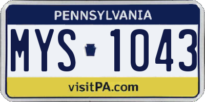 PA license plate MYS1043
