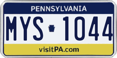PA license plate MYS1044