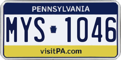 PA license plate MYS1046