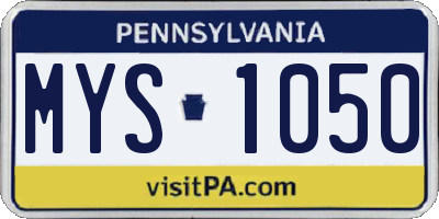 PA license plate MYS1050