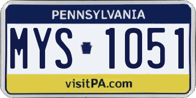 PA license plate MYS1051