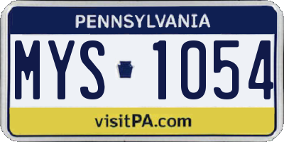 PA license plate MYS1054