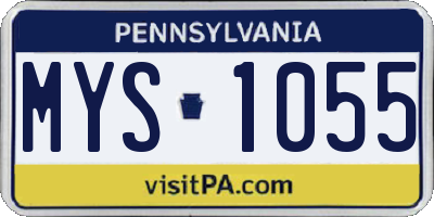 PA license plate MYS1055