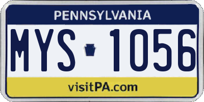 PA license plate MYS1056