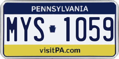 PA license plate MYS1059
