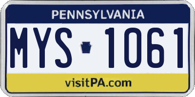 PA license plate MYS1061