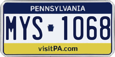 PA license plate MYS1068