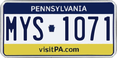 PA license plate MYS1071