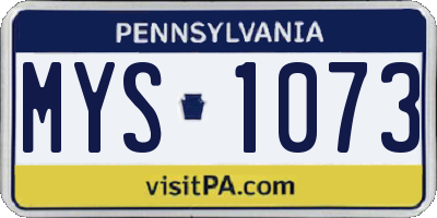 PA license plate MYS1073