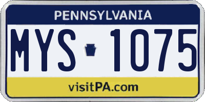 PA license plate MYS1075